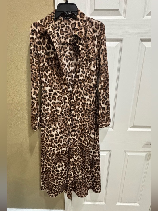 Lea & Viola Dresses & Skirts - Lea & Viola Leopard Print Maxi Trench Coat - Brown & Black sz S